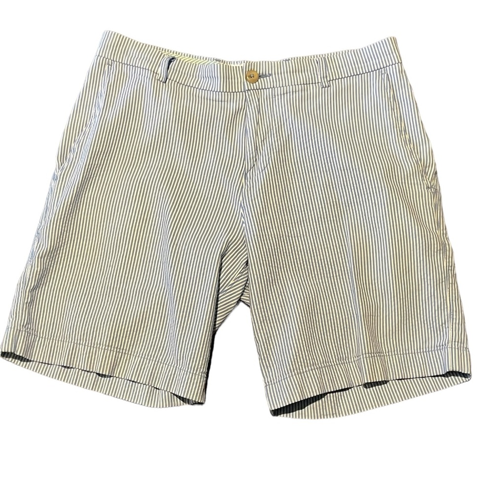 Southern Tide Men’s Skipjack Blue and White Stripe Seersucker Shorts Siz…
